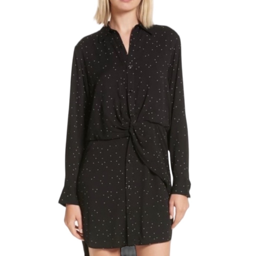 New Rag & Bone NY Black Long Sleeve Lucas Shirt Dress Womens Size XXS
